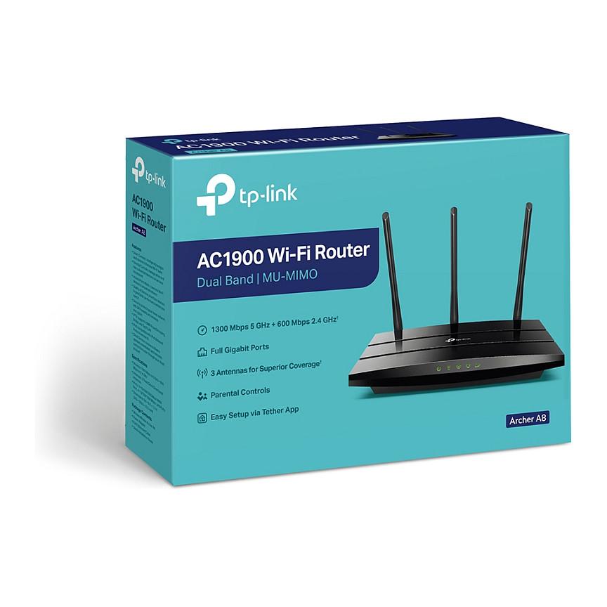 Ruter TP-Link Archer A8, Wi-Fi 5 AC1900, Dual-Band, 600 + 1300Mbps, 3×3 MU-MIMO, 1× Gigabit WAN + 4× Gigabit LAN - Zezë - 4