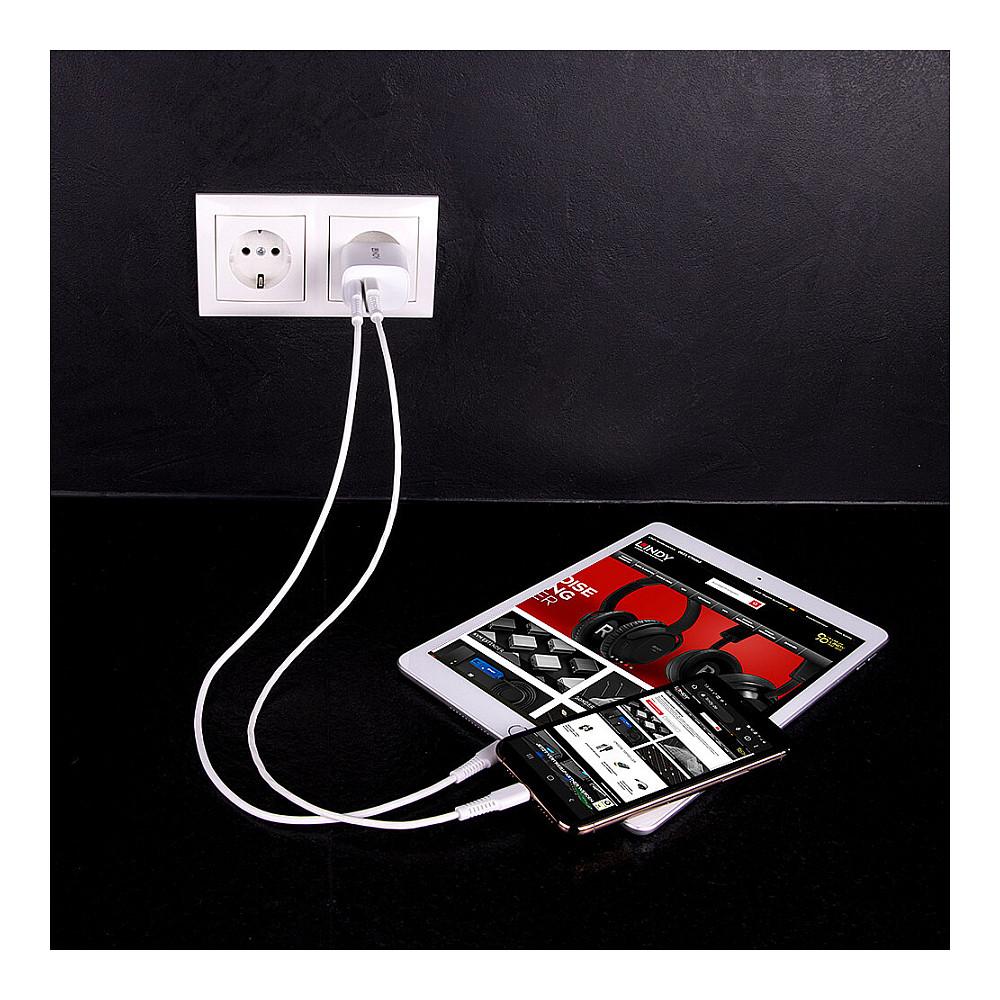 Adapter për telefon Lindy 73413 / USB-A / Fast Charging / 18W - Bardhë - 4
