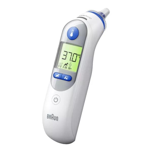 Termometër Aurikular Braun ThermoScan 7 IRT6520, Matje Infrakuqe, Age Precision, ExacTemp, Ekran me Ngjyra – Bardhë