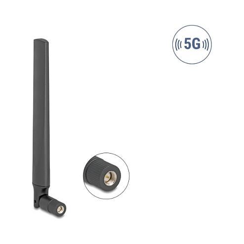 Antena për rrjet Delock 81466, 5G, 4.7dBi, 3300–5000MHz, Omnidireksionale, SMA Male - Zezë - 1