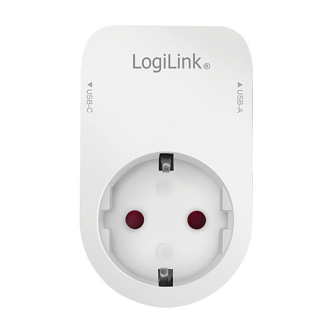 Adapter USB LogiLink PA0259 / 1x USB-A / 1x USB-C / 17W / Prizë CEE 7/3 / Mbajtëse Smartphone – Bardhë - 2