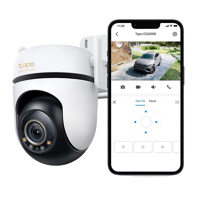 Kamerë Sigurie IP CCTV TP-Link Tapo C530WS, 3K 5MP, 3.2 mm, 88.4°, Wi-Fi 2.4 GHz, Pan & Tilt 360°, IR 30 m, Color Night Vision, Audio 2-Drejtimësh, IP66 - Bardhë - 4