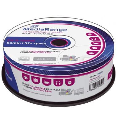 CD-R MediaRange MR202, 700 MB, 80 minuta, 52x, sipërfaqe e printueshme me Inkjet, 25 copë