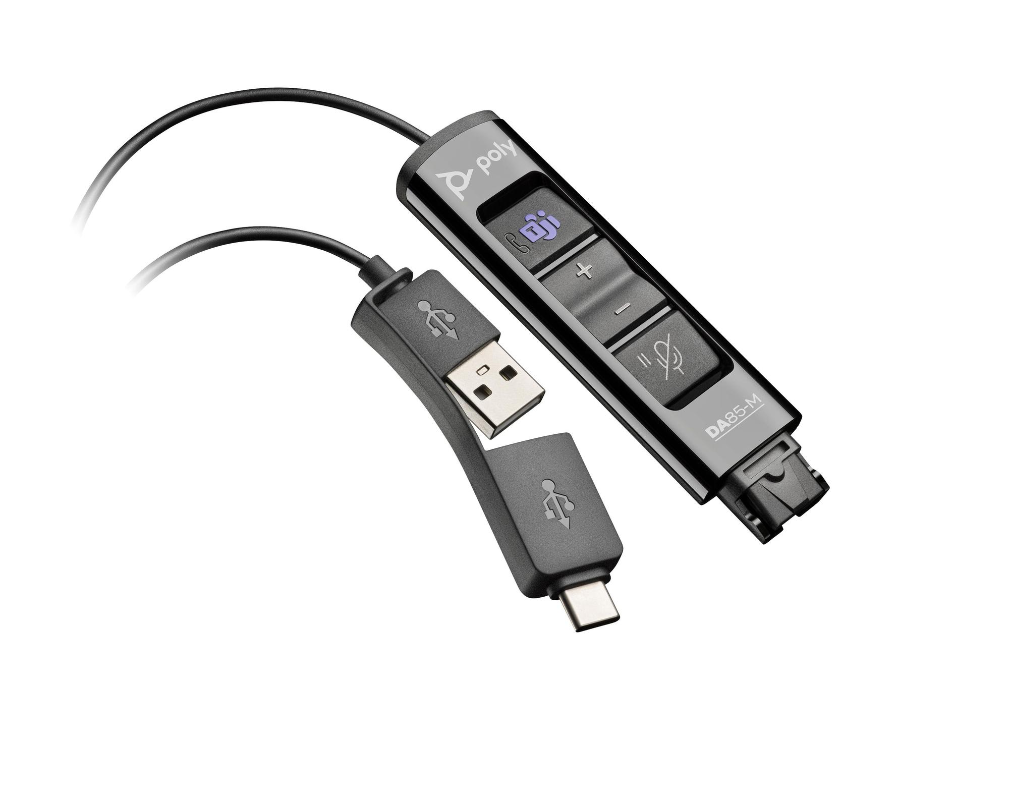 Adapter Poly DA85-M USB to Quick Disconnect / 786C8AA / USB-A + USB-C / Microsoft Teams Certified / SoundGuard Digital - Zezë - 1