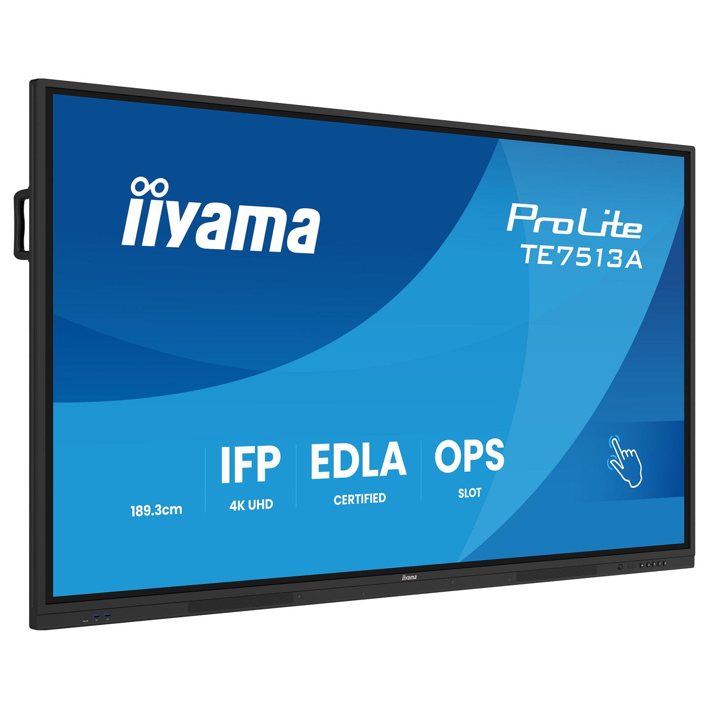 Interaktiv (Smart Board) iiyama ProLite TE7513A-B3AG, 75", 4K UHD, IPS, PureTouch-IR+, 6GB, 128GB, Wi-Fi 6E, 2xHDMI, DisplayPort, 2xUSB-C, NFC - Zezë - 4