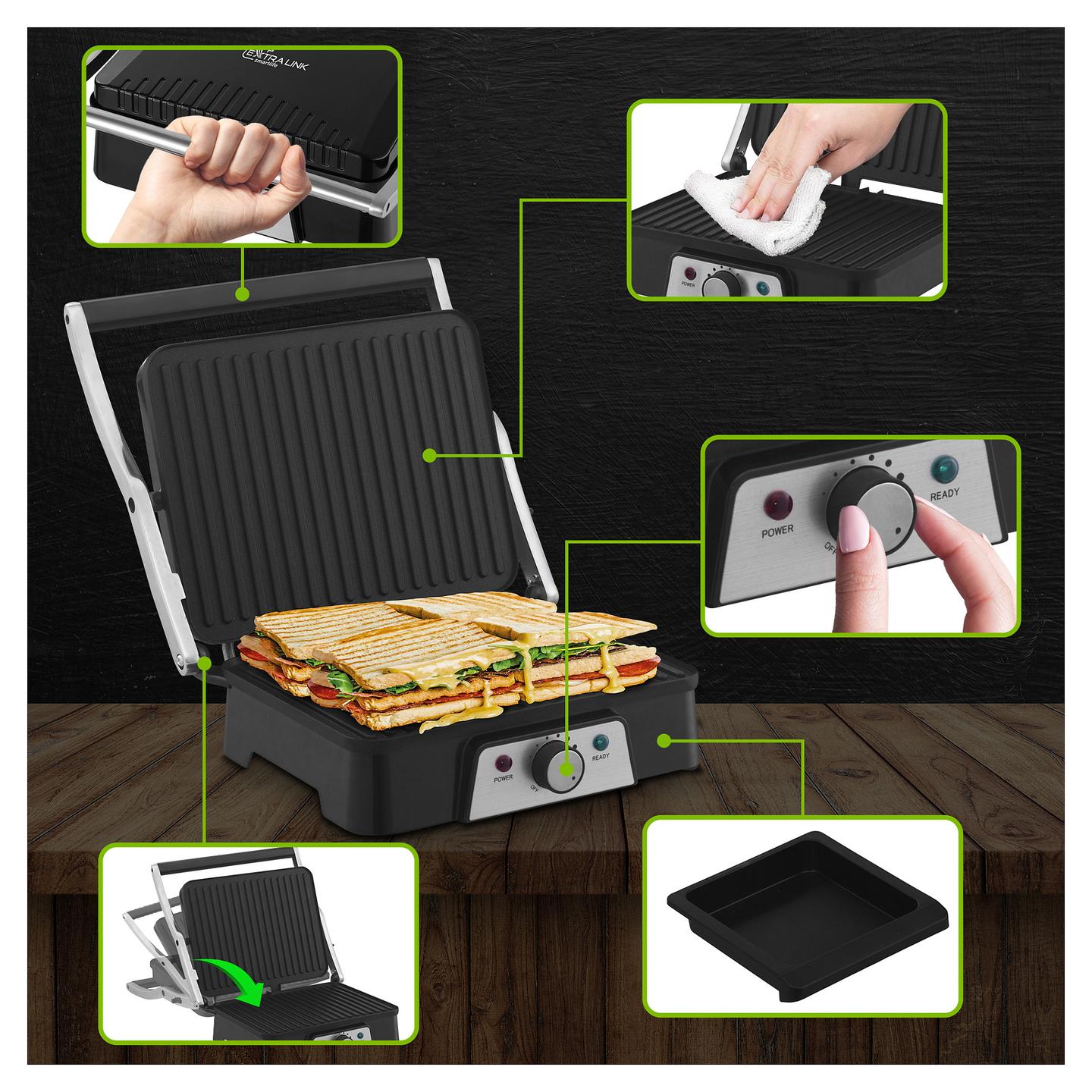 Grill Elektrik Extralink Smart Life SJ-36, 2000W, 1334cm², Kontakt, 180° - Zezë - 9