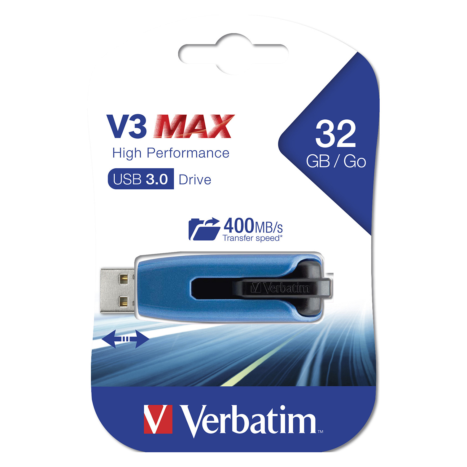 USB Flash Drive Verbatim Store'n'Go V3 MAX / 32GB / USB 3.2 Gen 1 / USB-A / 300MB/s - Blu - 5