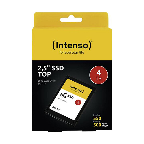 SSD e Brendshme Intenso TOP 3812480 / 4TB / 2.5" / SATA III 6Gb/s / 550MB/s Read / 500MB/s Write – Zezë/Bardhë/Verdhë - 2
