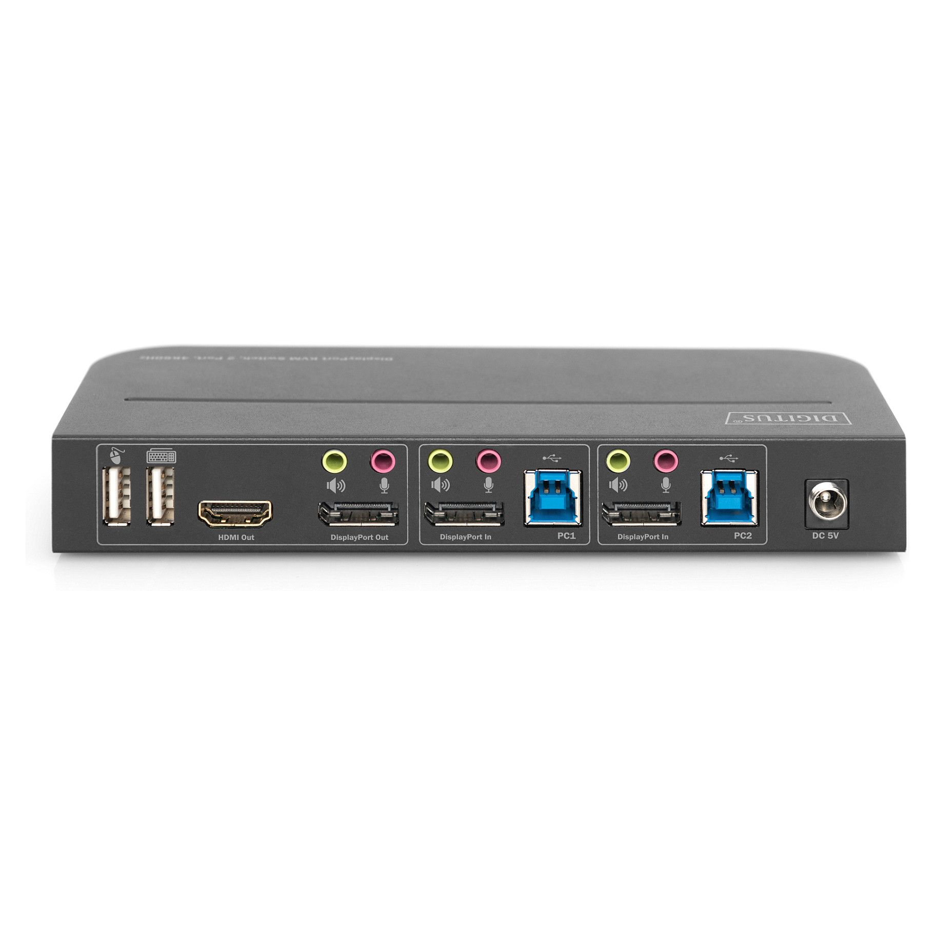 Rack KVM / DIGITUS DS-12850 KVM Switch 2-Port 4K/60Hz 2x DisplayPort në 1x DisplayPort/HDMI – Zezë - 6