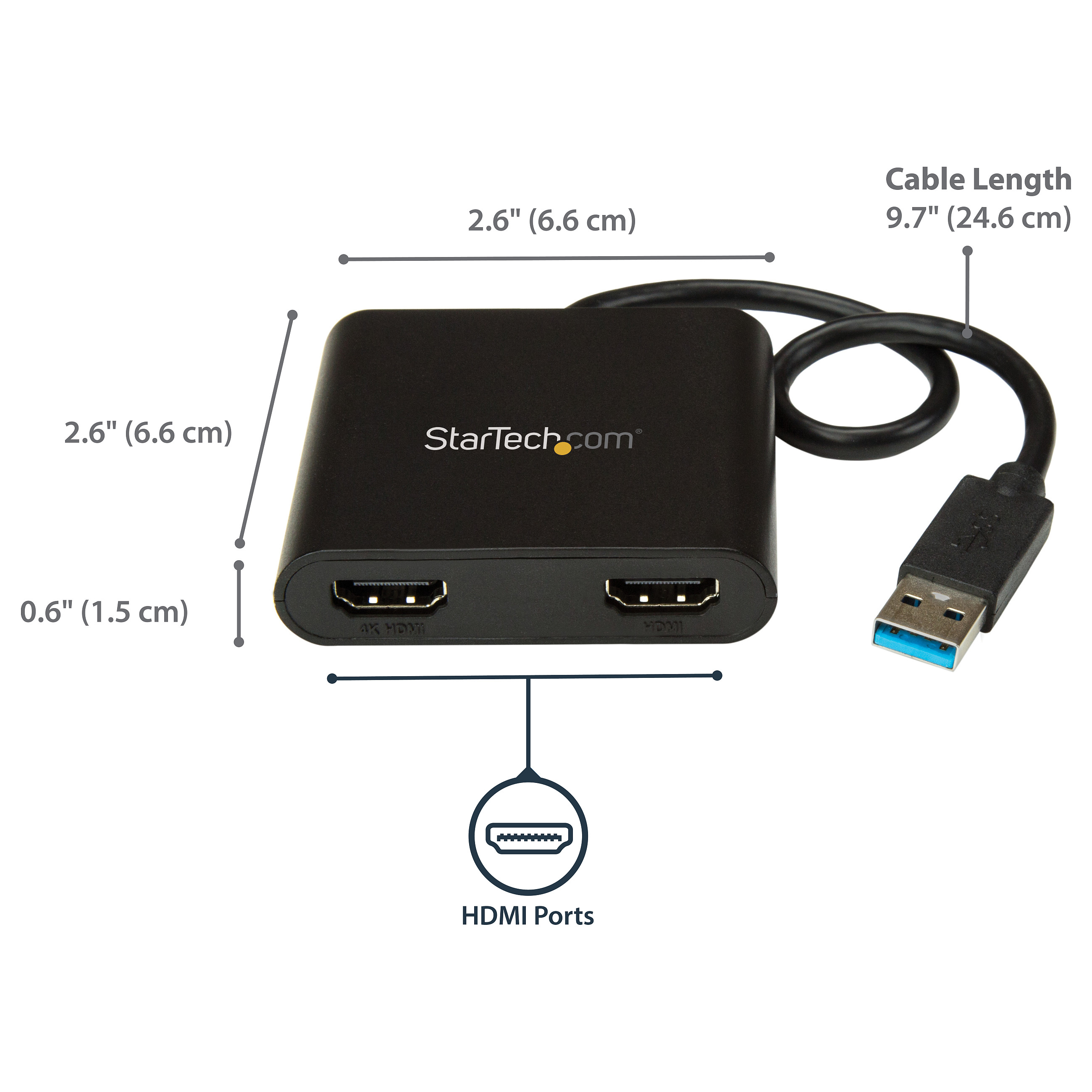 Adapter StarTech USB 3.0 to Dual HDMI –  4K 30Hz & 1080p  / USB-A / Windows - 7