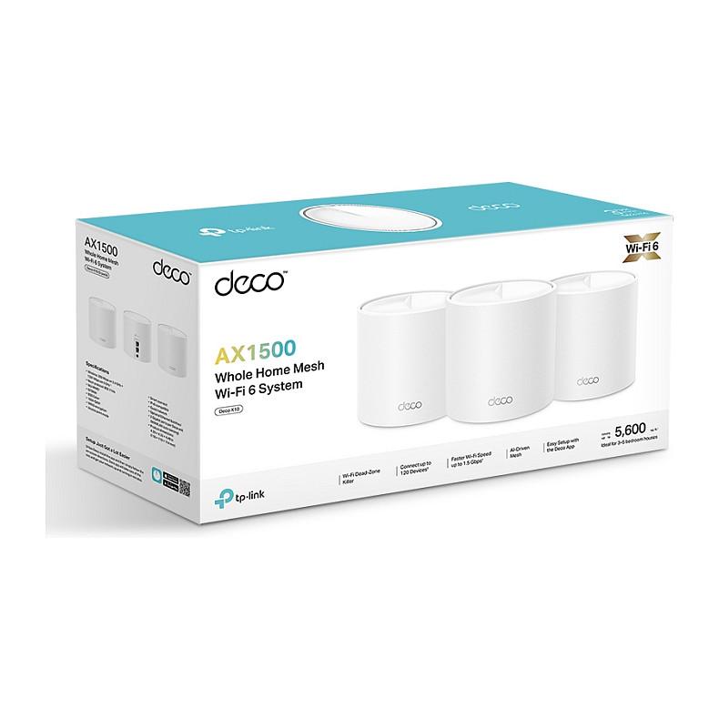 Sistem mesh TP-Link Deco X10, Wi-Fi 6 AX1500, Dual-Band, 3-Pack, 2× Gigabit Ethernet për njësi - Bardhë - 7