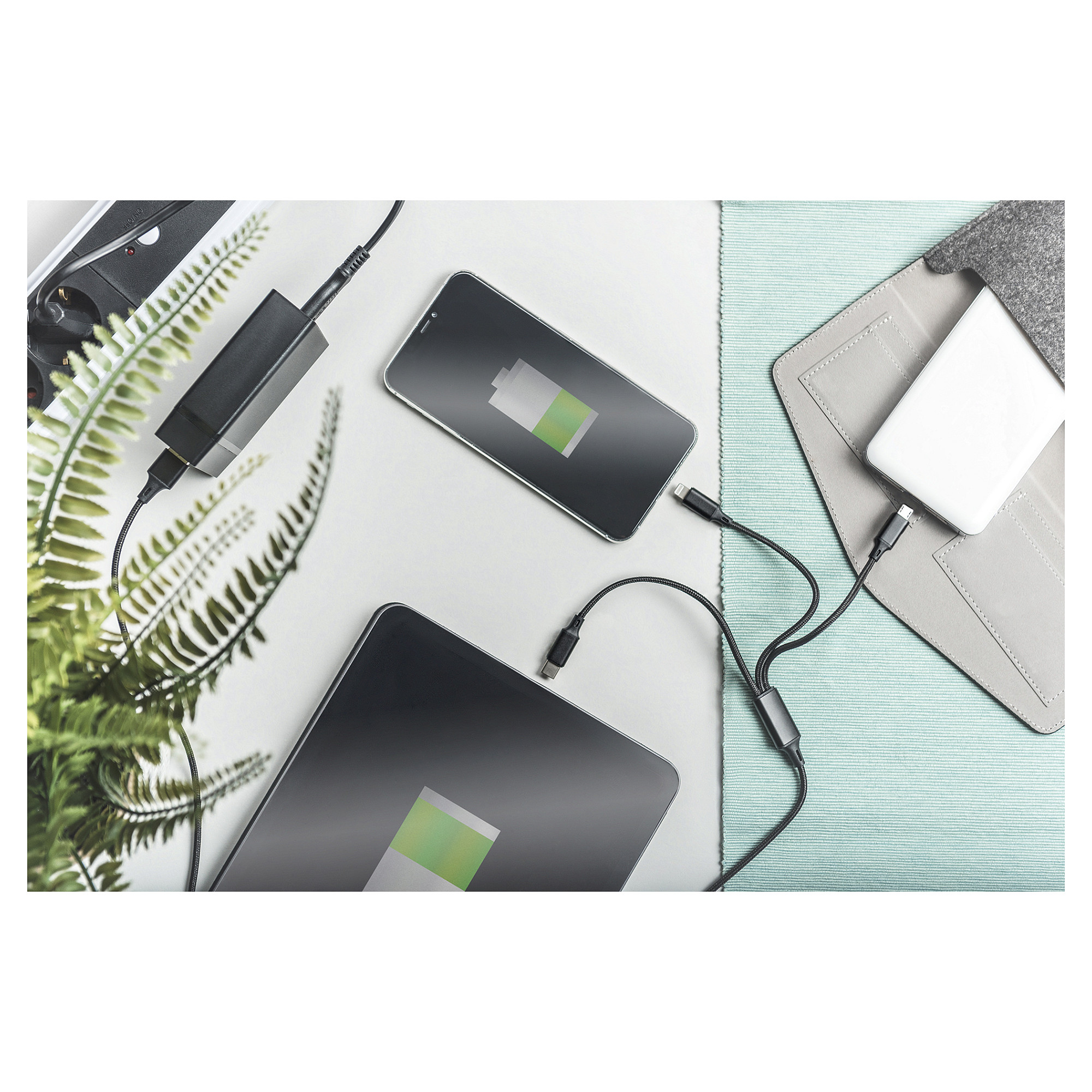 Kabllo DIGITUS LAK 3‑in‑1 USB‑A + Lightning + MicroUSB në USB‑C / 1m - Zezë - 6