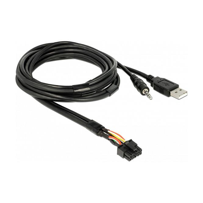 Kabllo USB DeLOCK 85718, USB Type-A mashkull në USB Type-A femër, audio 3,5 mm me 4 pina, header 10-pin, 1,5 m - Zezë - 2