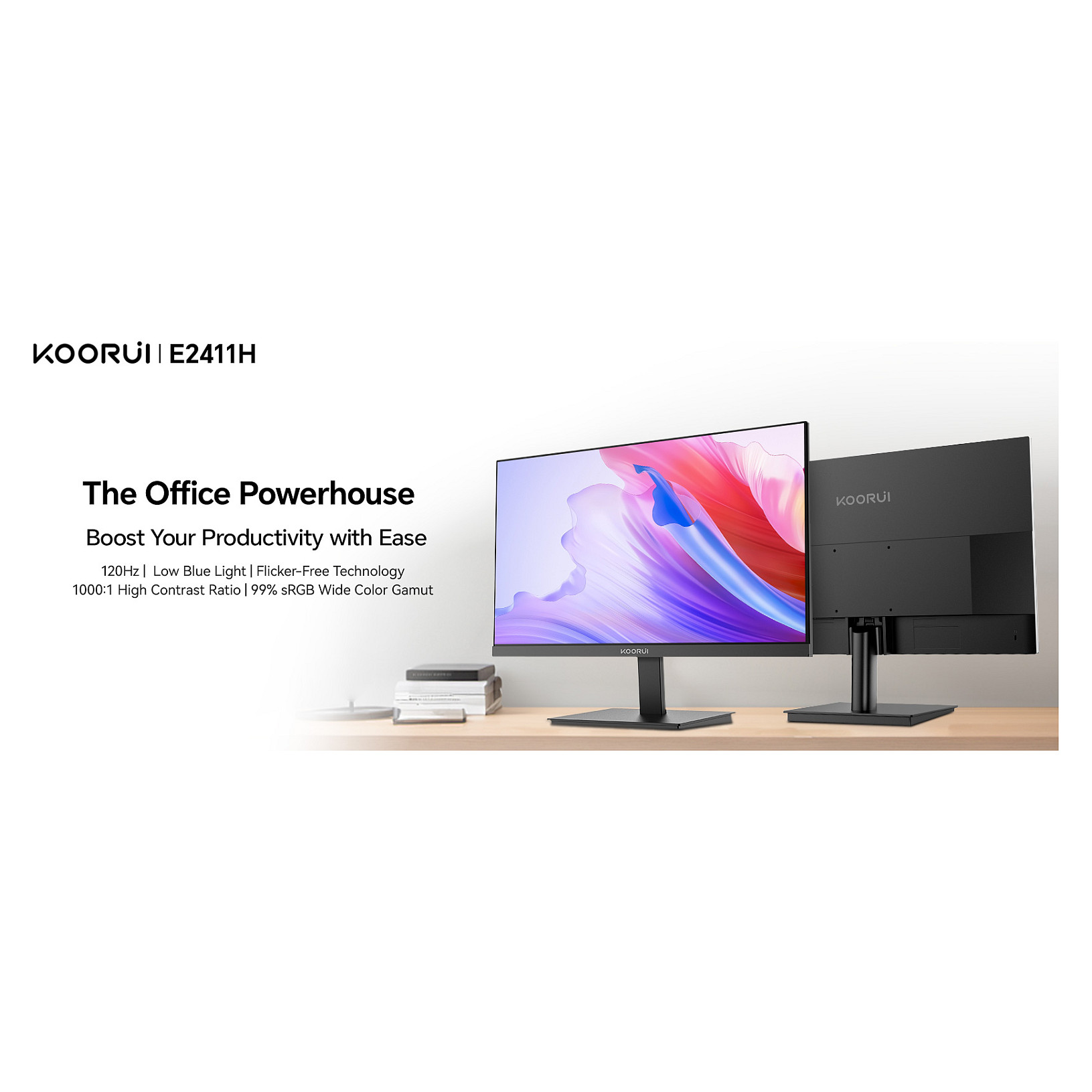 Monitor KOORUI E2411H / 23.8" / Full HD IPS / 120 Hz / 6 ms / HDMI+VGA - Zezë - 10