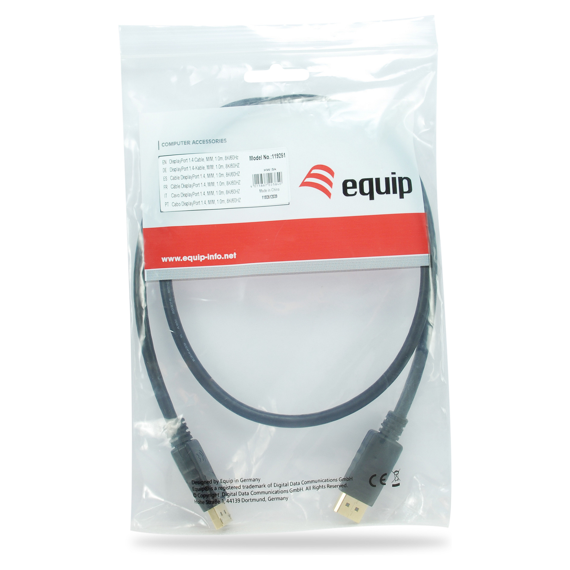 Kabllo DisplayPort Equip 1.4 (St/St) 1.00m / 8K/60Hz / HDCP – Zezë - 3