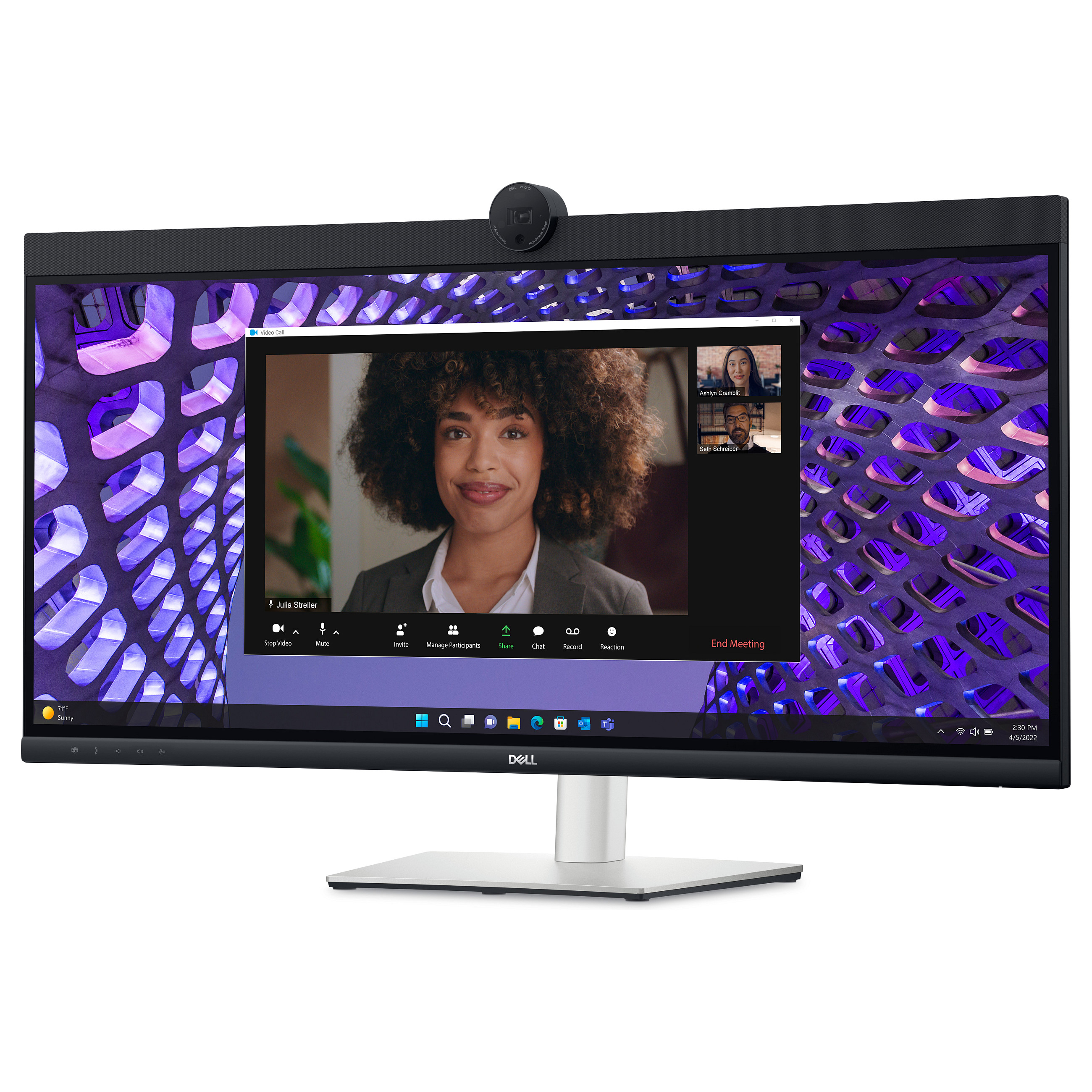 Monitor i lakuar Dell P3424WEB / 34.1" WQHD IPS 60Hz 5ms Curved / HDMI DP RJ45 Webcam USB-C VESA / e zezë dhe gri - 1