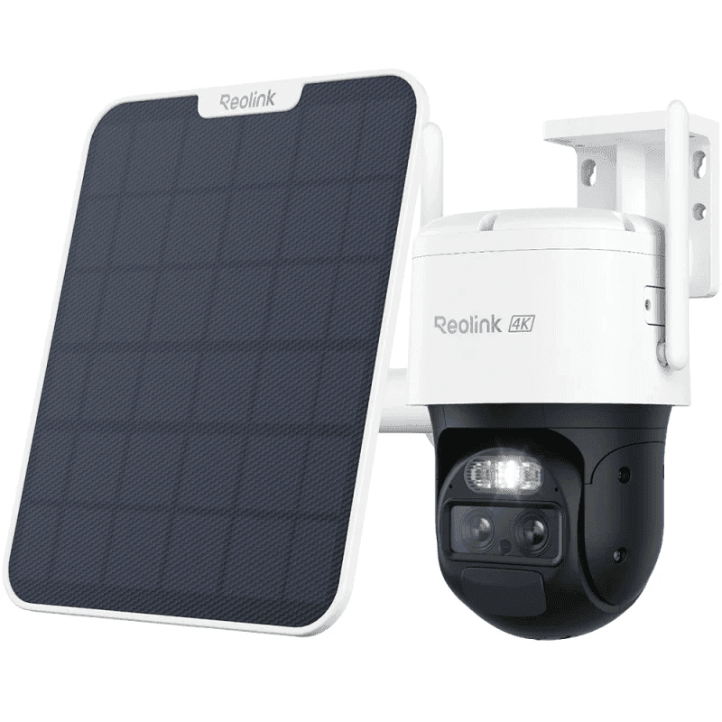 Kamerë Sigurie IP CCTV Reolink TrackMix Series B770, 8MP, 4K, 2.8mm + 8mm, 355°, 90°, Wi-Fi 6, Bateri 5100mAh, Solar Panel 2 6W, Auto Tracking, IR 30m, MicroSD deri 512GB, IP65 - Bardhë