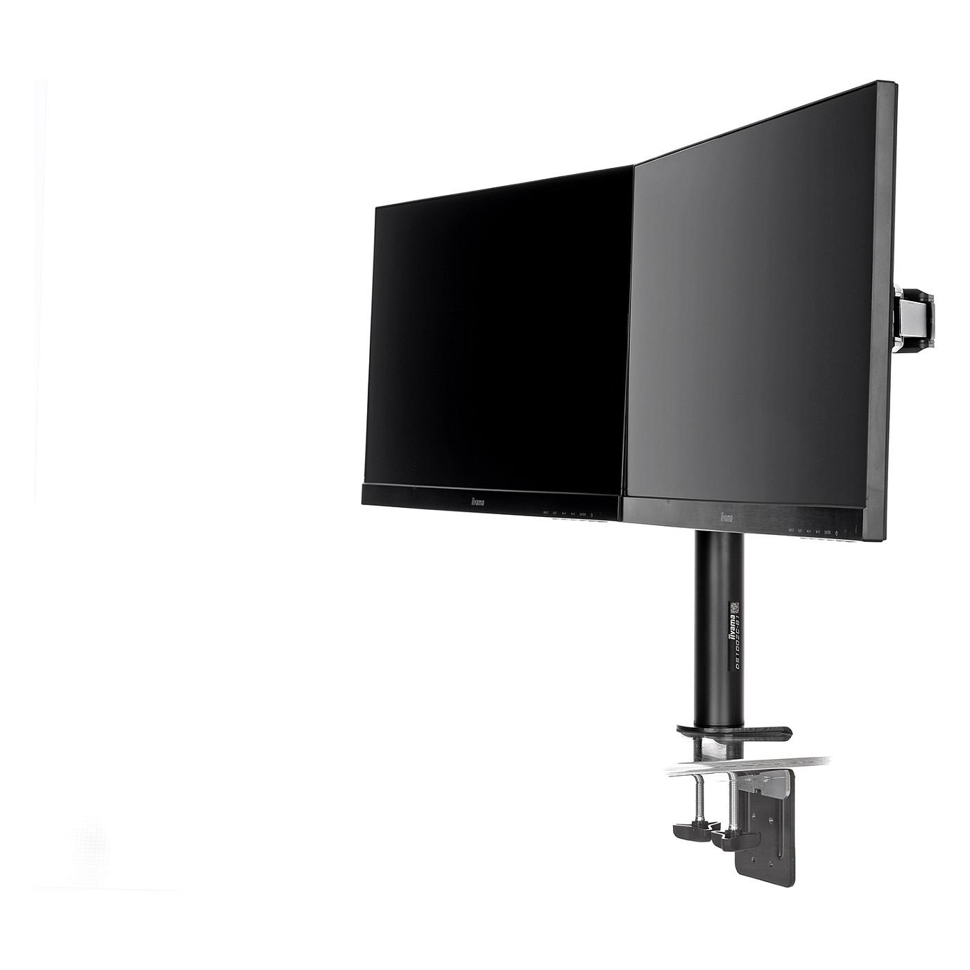 Mbajtëse për Monitor iiyama DS1002C-B1 / 2 Monitorë / 10"-32" / 10kg për Monitor / Clamp / Rregullim Lartësie 200-400mm / Tilt -85° deri +15° / Swivel 180° / Pivot 90° - Zezë - 4