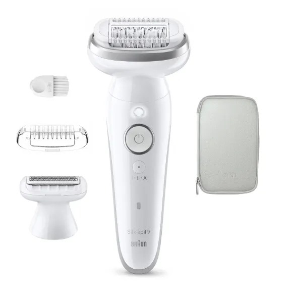 Depilator elektrik Braun Silk-épil 9 SES 9-030 / 40 MicroGrip Tweezers / Wide Pivoting Head / Wet & Dry / 50 Min – Bardhë
