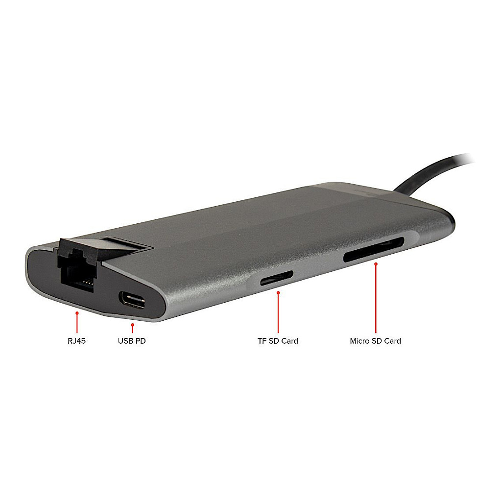 Docking Station Inter-Tech Argus GDC-802 / USB-C 3.2 Gen 1 / HDMI 4K 30Hz / 3x USB-A 3.0 / Gigabit Ethernet / SD & MicroSD / USB-C PD 100W – Argjend - 3