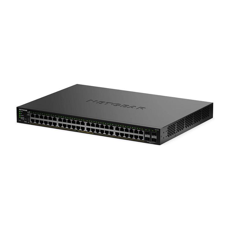 Switch NETGEAR GS348TPv2, 48x Gigabit Ethernet RJ45 PoE+, 4x Gigabit SFP, PoE 380W, 104Gbps, Layer 2/3 Lite, Rack 1U - Zezë - 3
