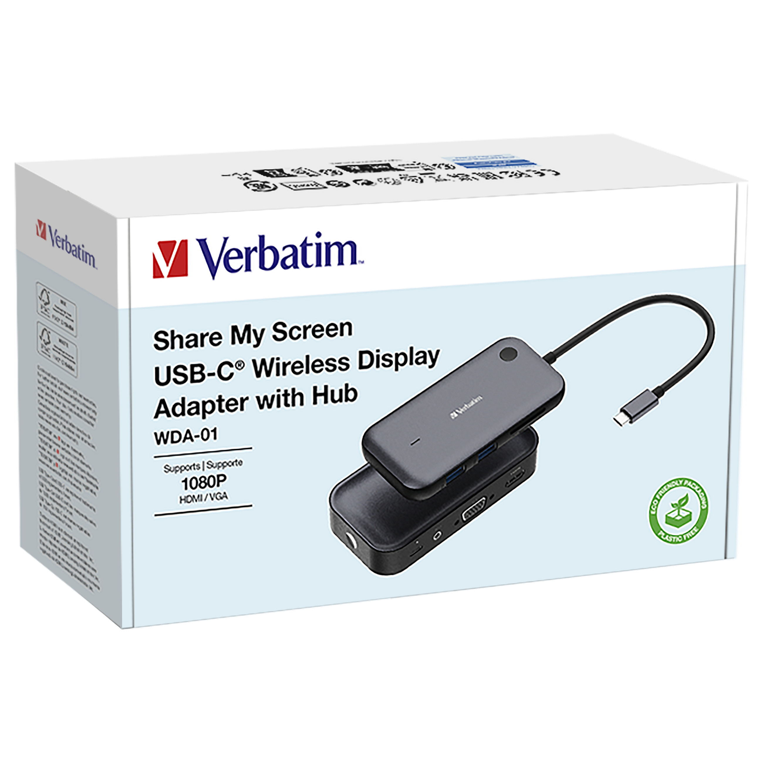 HUB Verbatim WDA-01 / USB-C / Wireless Display Adapter / HDMI - VGA - 5