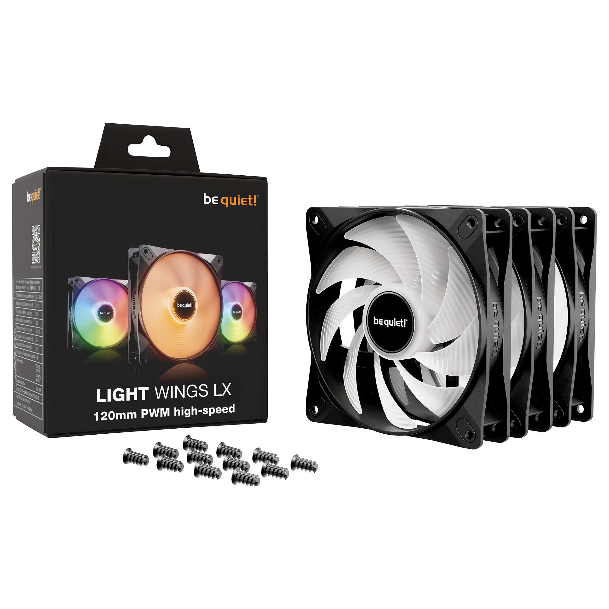Ftohës për Kasë be quiet! Light Wings LX High-Speed / 120mm / 2100 RPM / PWM / ARGB / 3-Pack – Zezë - 5