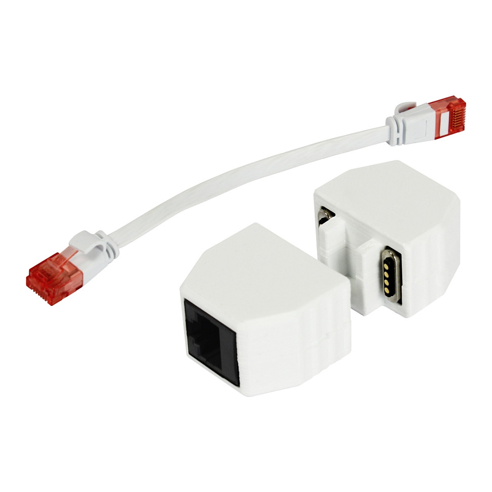 ALLNET TP CAT6A RJ45 Coupler 10GbE PoE Magnetic Safety Coupling 1:1 Inline Connector - 1