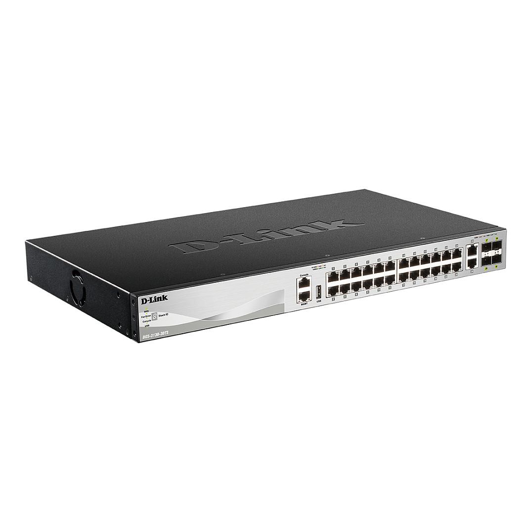 Switch D-Link DGS-3130-30TS/E, 24x Gigabit Ethernet RJ45, 2x 10GBASE-T, 4x 10G SFP+, Switching Capacity 168Gbps, Layer 3 Managed, Stackable, Rackmount 1U - Zezë/Hiri - 2