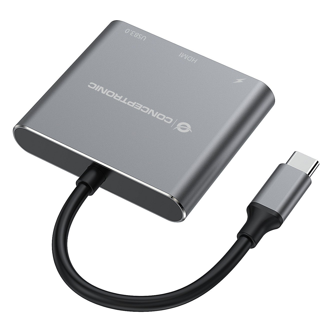 Hub Udhëtimi CONCEPTRONIC 3-në-1 USB-C në HDMI/USB-A 100W PD - Hiri - 9