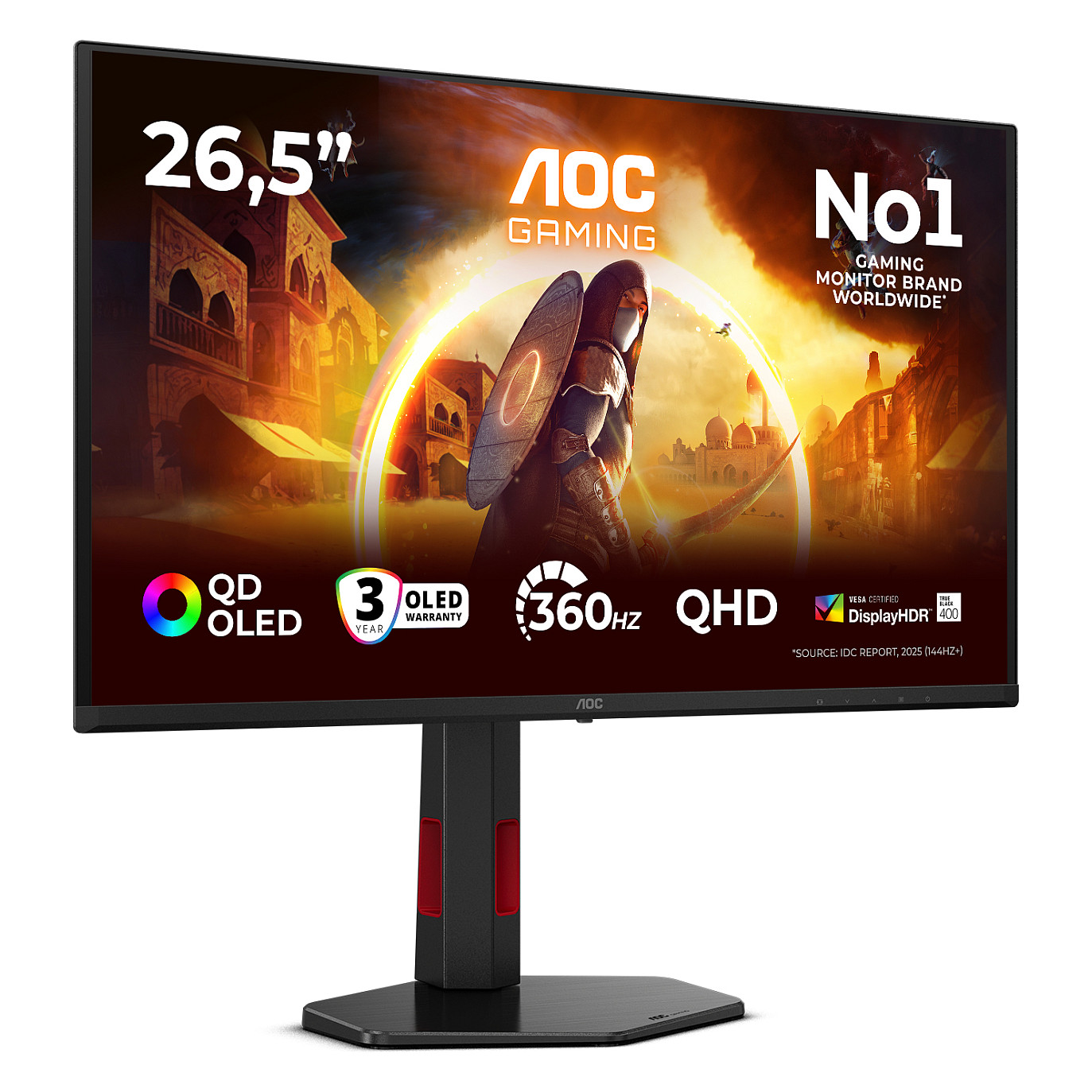 Monitor Gaming AOC Q27G4SDR / 26.5"/ Quad HD QD-OLED OLED / 360Hz / 0.03ms / USB+HDMI+DP - Zezë/Kuqe - 14