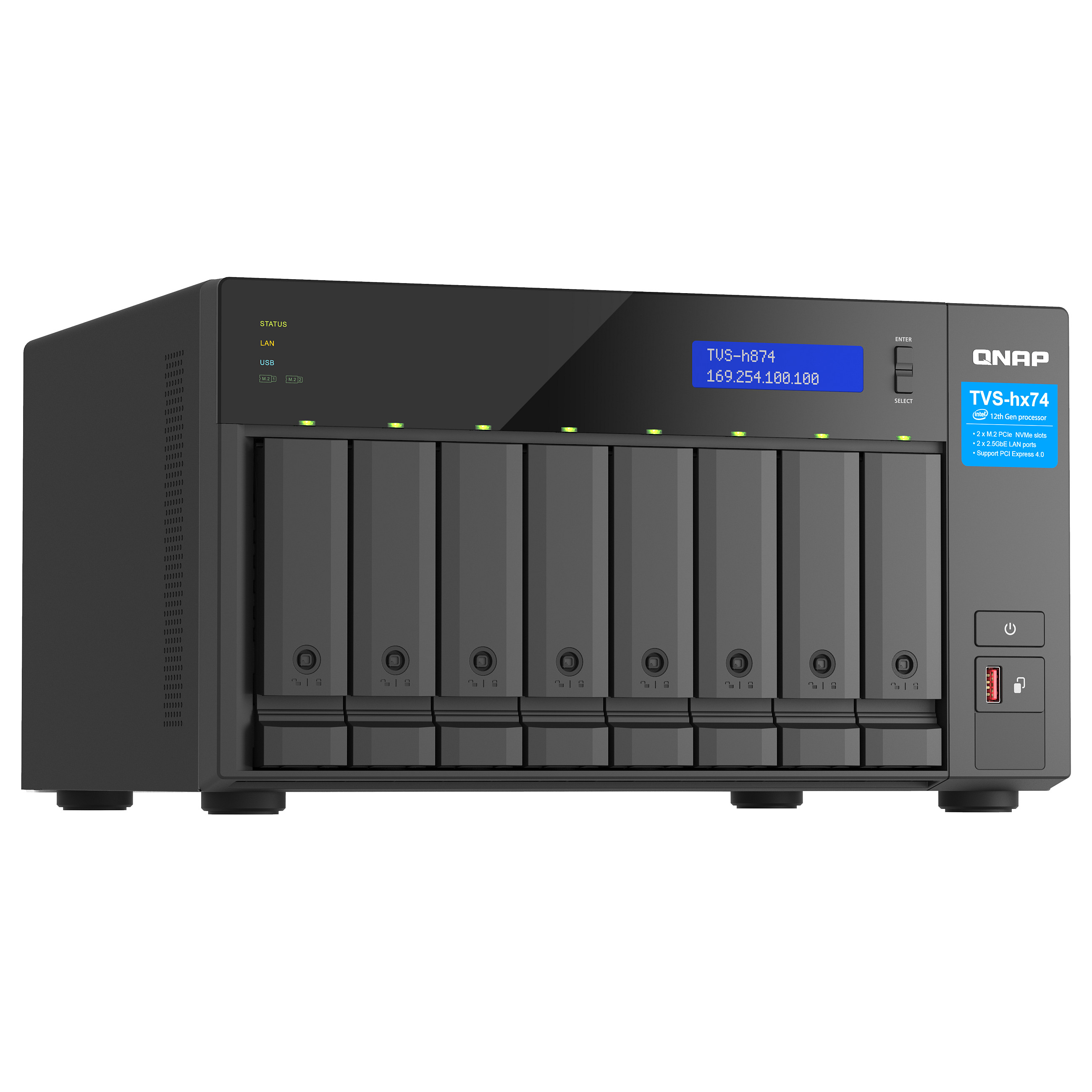 QNAP TVS-h874-i7-32G 8-Bay NAS QuTS hero me Intel Core i7-12700 12-Core, 32GB DDR4 dhe 2.5GbE - 4