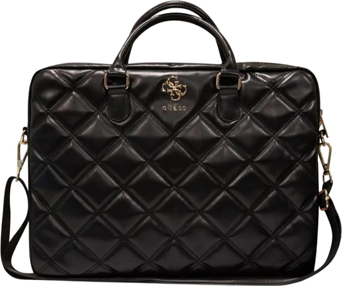 Çantë për Laptop GUESS PU Quilted 4G Metal Logo, 15–16" - Zezë