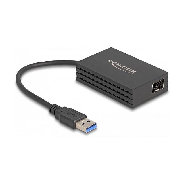 Adapter Rrjeti USB DeLOCK 66463 / USB Type-A / Gigabit LAN / SFP / USB 5 Gbps / Realtek RTL8153 / 15 cm - Zezë