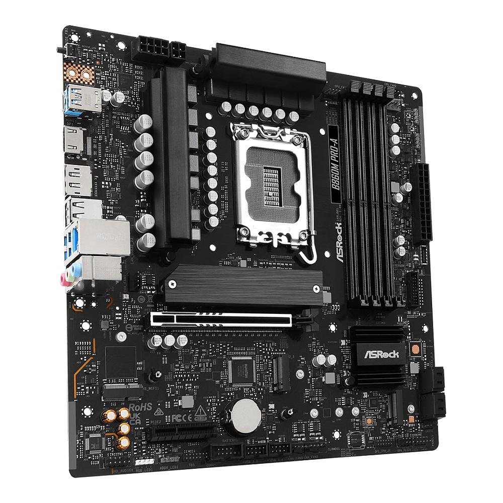 Pllakë Amë ASRock B860M Pro-A, LGA1851, B860, DDR5, mATX, 4× DIMM, 3× M.2, PCIe 5.0, 2.5GbE LAN, Zezë - 3