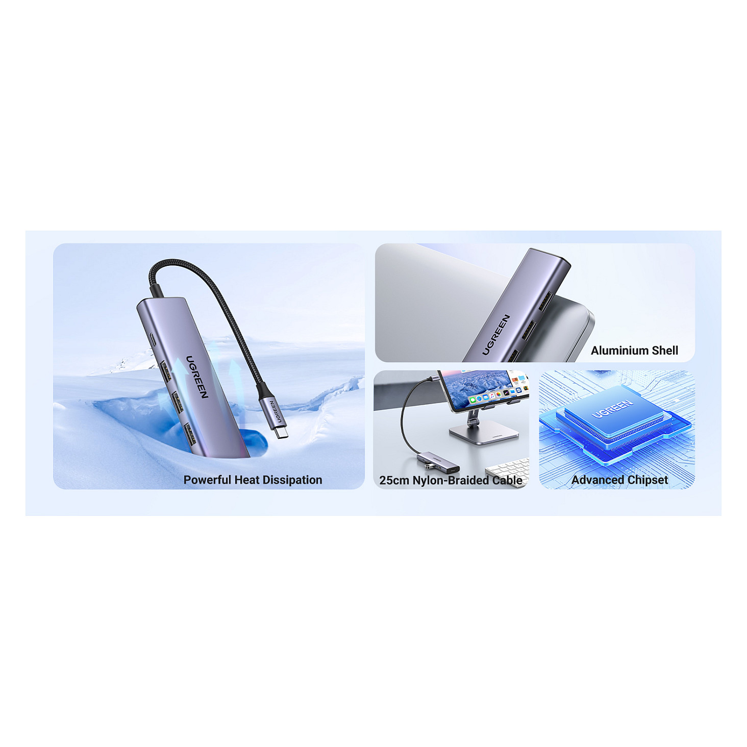 HUB UGREEN Revodok 5-in-1 / 4K HDMI / USB-C / 3x USB-A 3.0 - 8