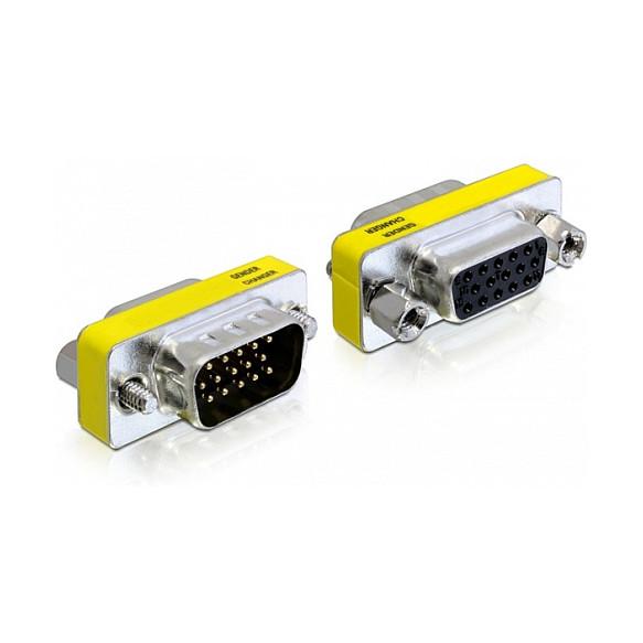 Adapter VGA DeLOCK 65250, VGA 15-pin mashkull në VGA 15-pin femër - Zezë/Argjend