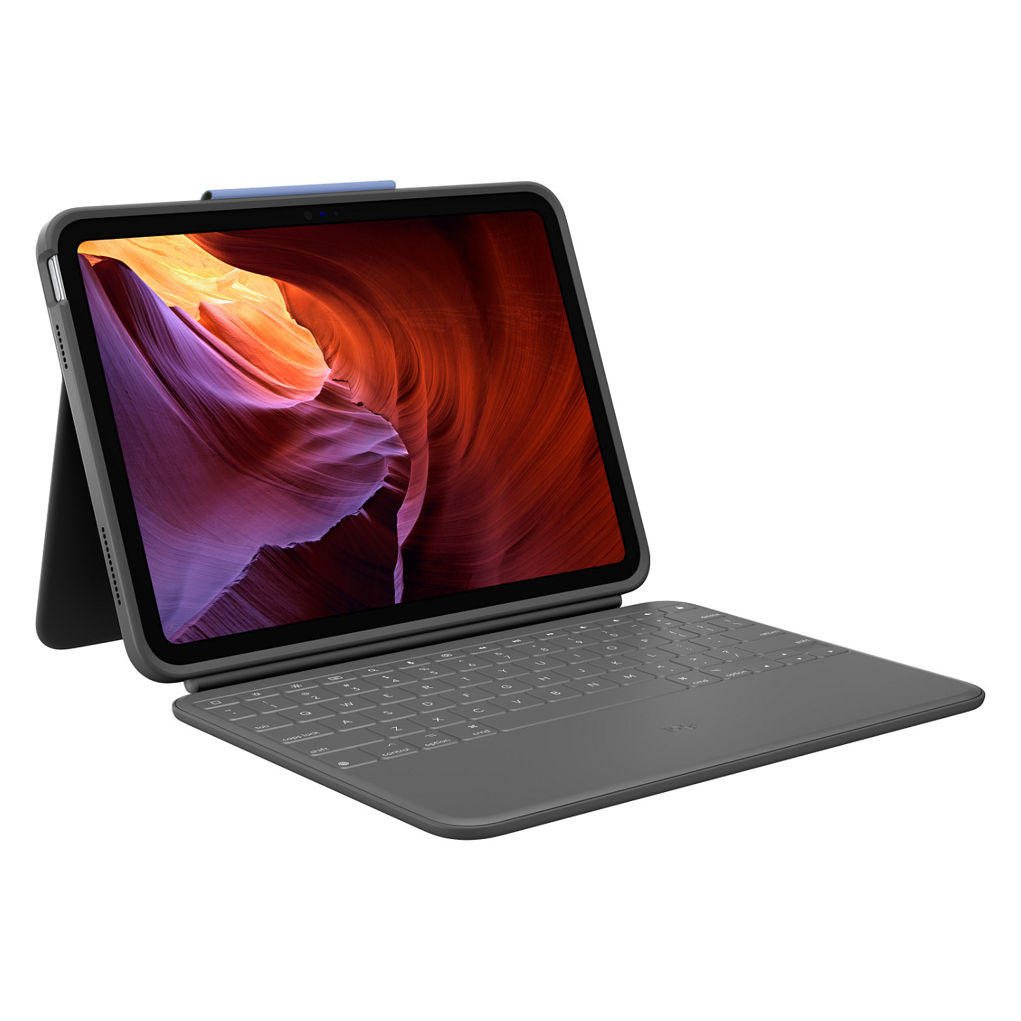 Tastierë për Tablet Logitech Rugged Folio / iPad 10.9" 10th Gen / QWERTY English / Smart Connector / 4 Mënyra Përdorimi / Mbrojtje ndaj Goditjeve – Gri