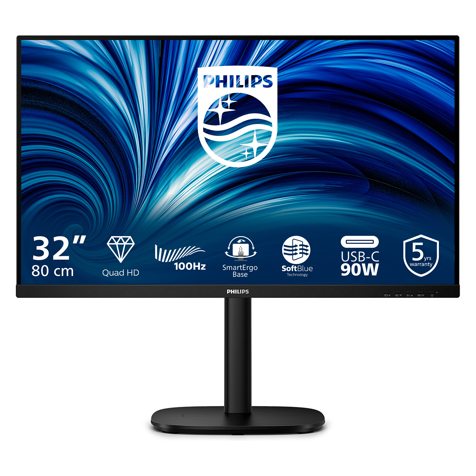 Monitor Philips 32B2U3601/00 / 31.5" / Quad HD IPS / LCD / 100 Hz / 4 ms / HDMI+USB+DP+HDCP - Zezë - 1