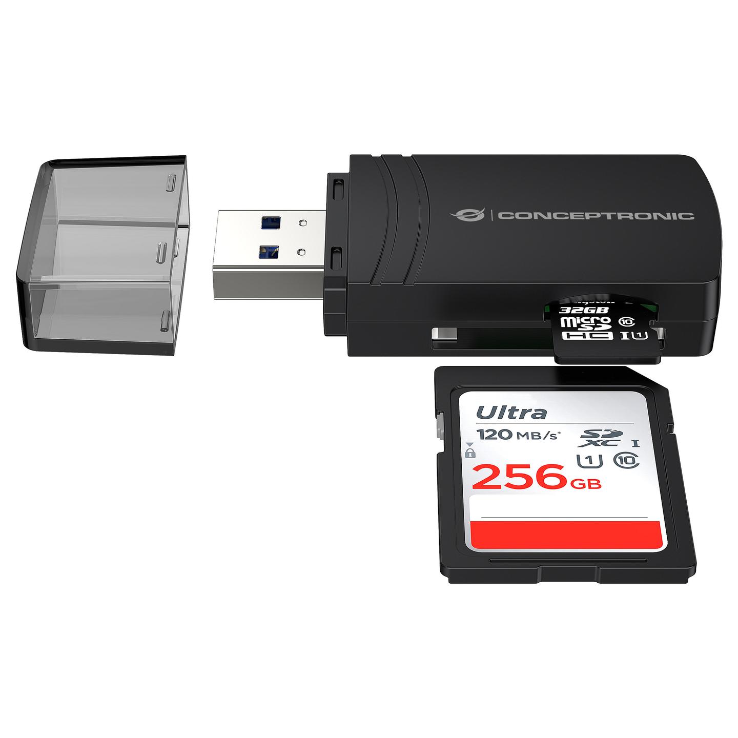 Lexues Kartelash Conceptronic BIAN06B / SD / SDHC / SDXC / microSD / microSDHC / microSDXC / USB 3.2 Gen 1 / USB-A / UHS-II / 5 Gbit/s - Zezë - 3