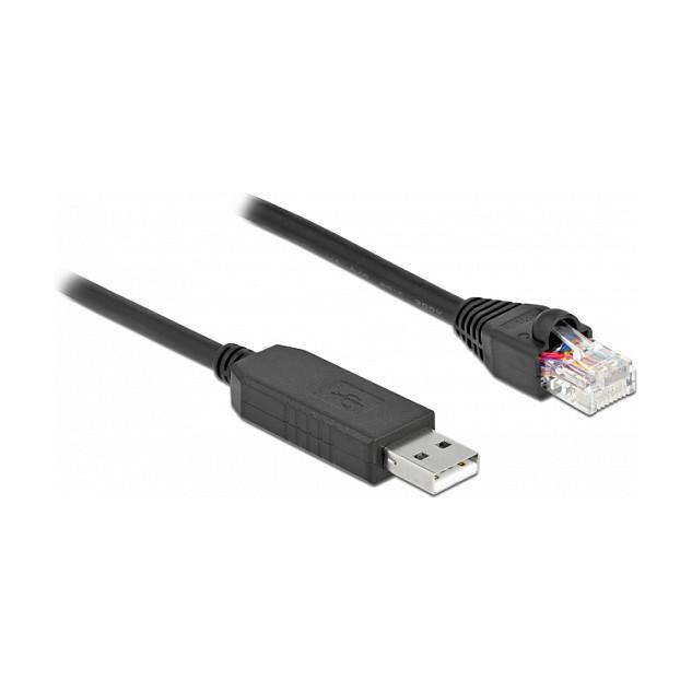 Kabllo Serial DeLOCK 64160, USB 2.0 Type-A mashkull në RJ45 mashkull, RS-232, FTDI FT231XS, deri në 921,6 Kb/s, 1 m - Zezë  - 1