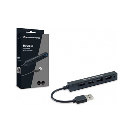 HUB Conceptronic / 4‑Port / USB‑A 2.0 → 4x USB‑A 2.0 / Slim Bus‑Powered – Zezë - 2