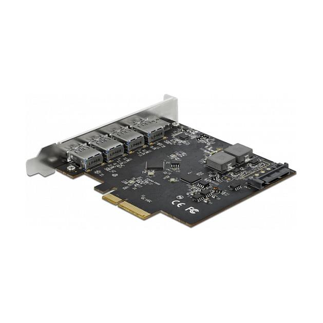 Kartë Zgjerimi Delock 89026, PCI Express 3.0 x4, 1x USB-C + 4x USB-A, 10Gbps, ASM3142 + VL822 - 2