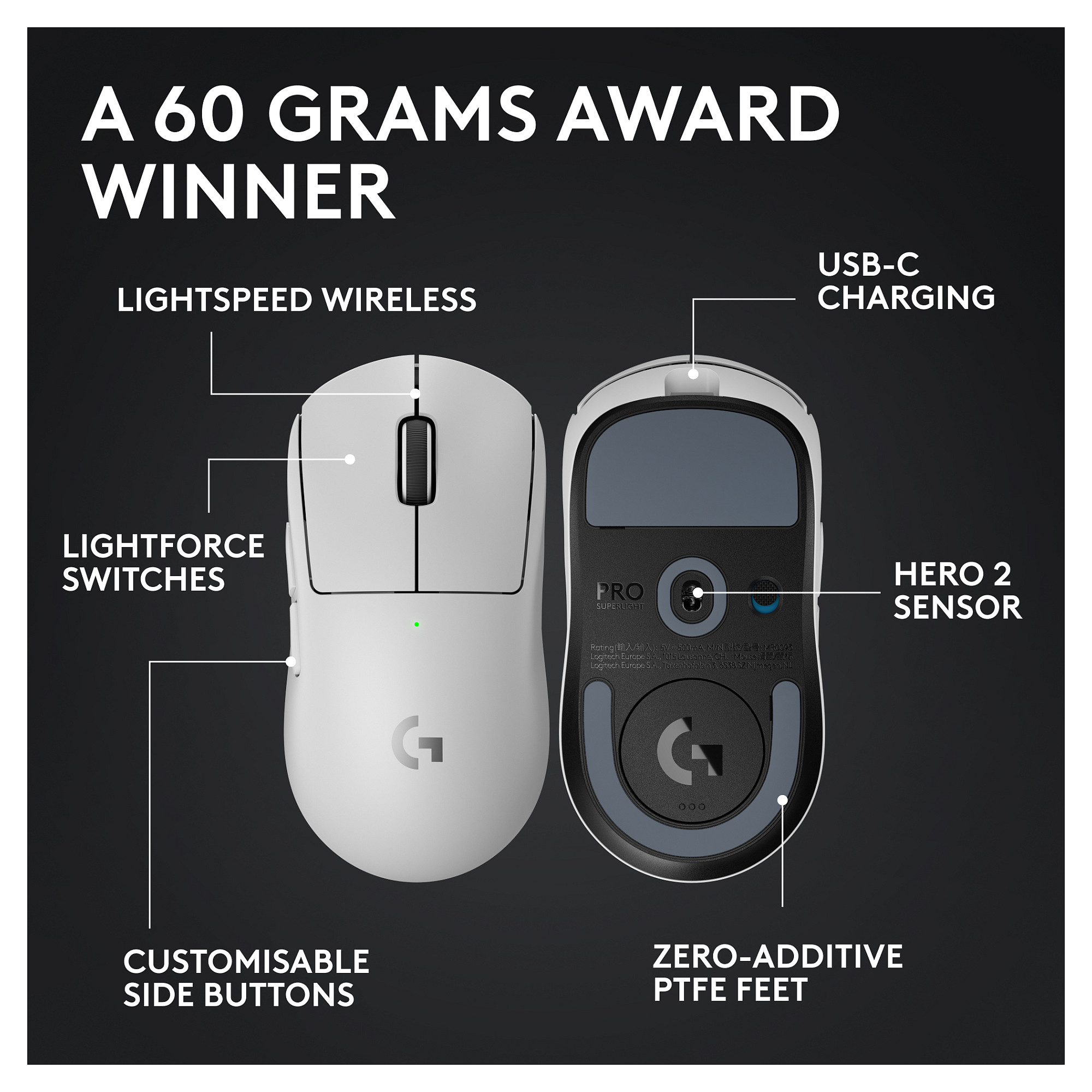Maus Gaming Logitech G 910-006638, i bardhë - 11