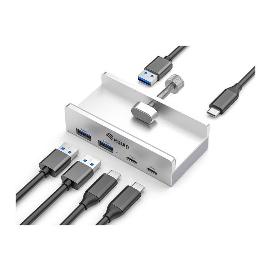 Hub Equip 128967, 2x USB-A, 2x USB-C, USB 3.2 Gen 1, 5Gbps - Gri - 2