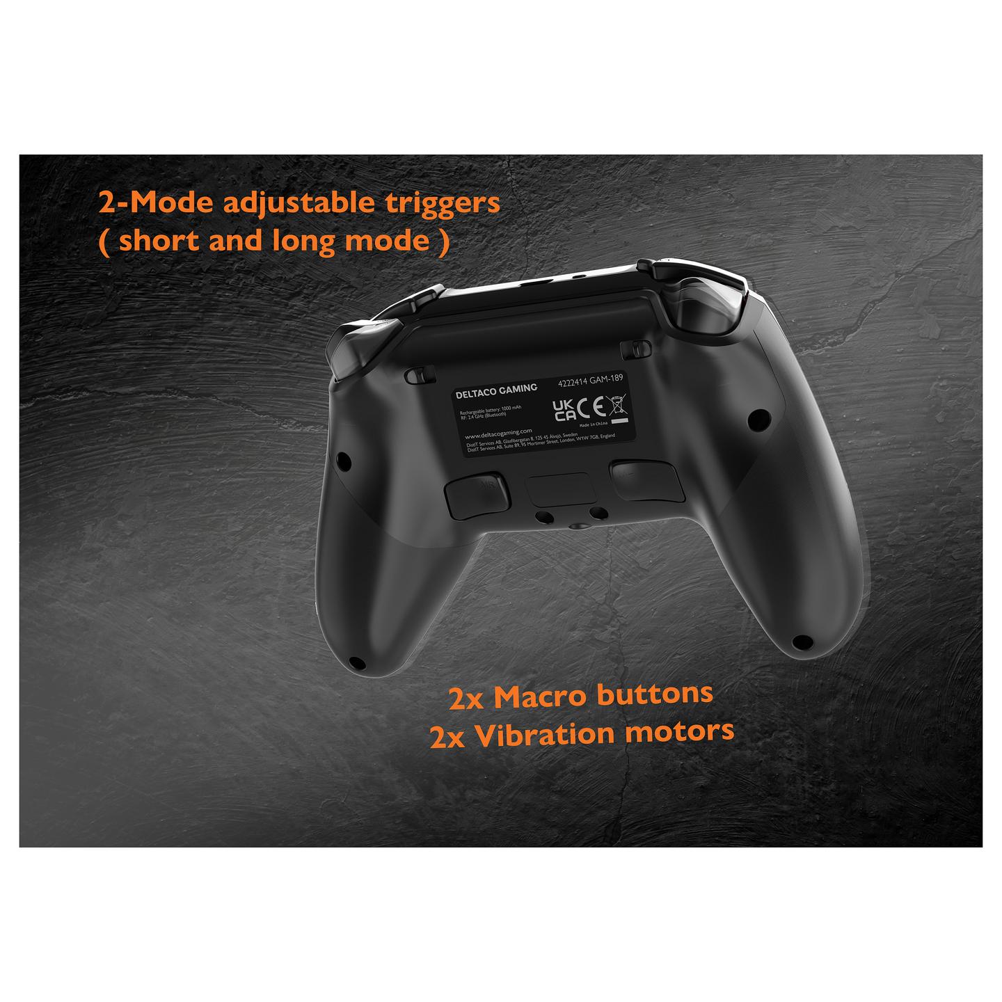 Kontroller për Sony Deltaco GAM-189 / Wireless / Hall Effect / RGB / PS5 / PC / Android & iOS – Zezë - 10