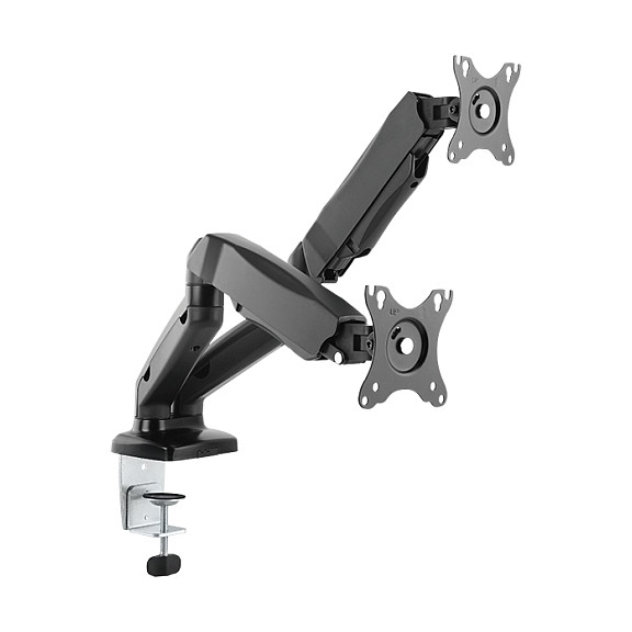 Mbajtëse për Monitor ICY BOX / 2 Monitorë / deri 32" / 6.5kg për Monitor / VESA 75x75-100x100 / Gas Spring / Tavolinë - Zezë
