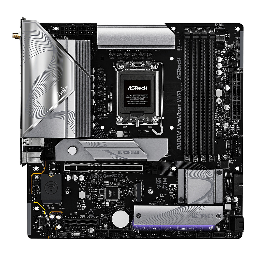 Pllakë Amë ASRock / B860M LiveMixer WiFi / 1851 / mATX / HDMI / DDR5 - 2