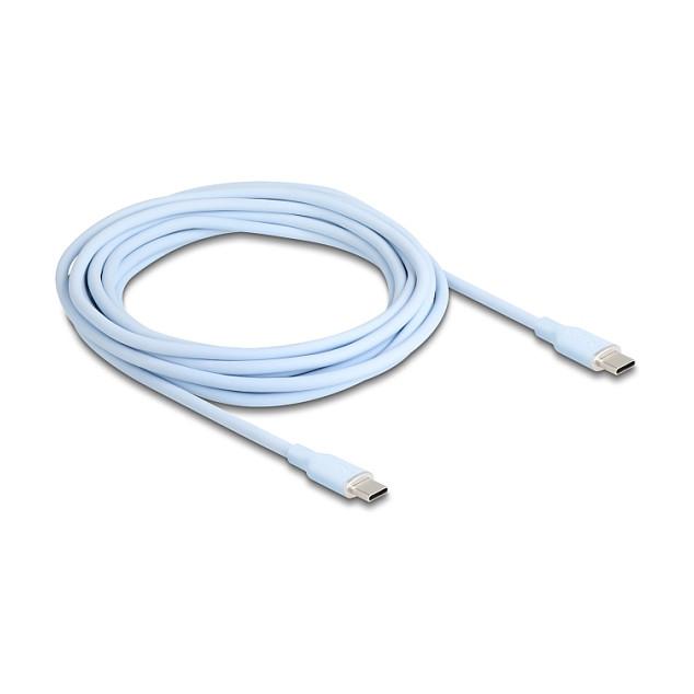 Kabllo USB DeLOCK 81236 / USB-C në USB-C / 1m / USB 2.0 / PD 60W / 480 Mbps / Silikon - Blu