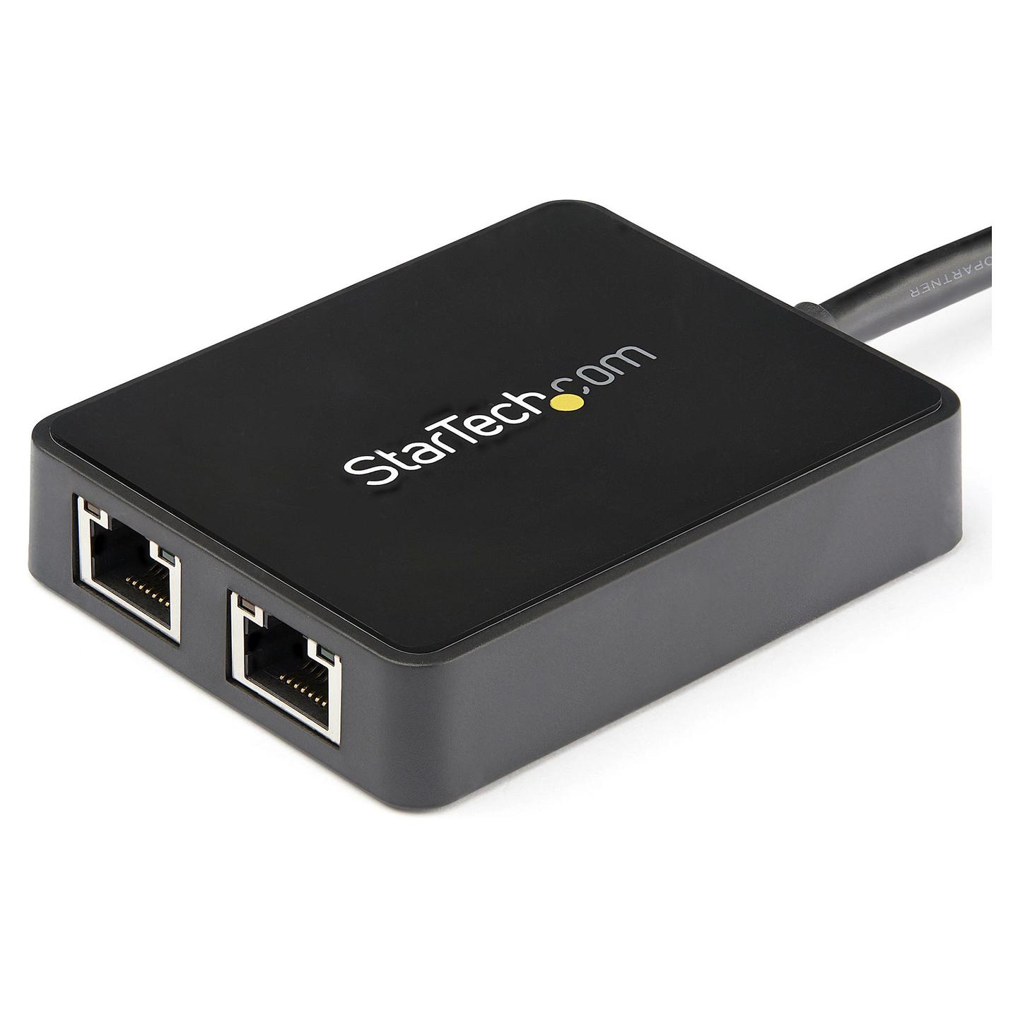 Adapter Rrjeti USB StarTech.com USB32000SPT, USB-A 3.0, 2x Gigabit LAN RJ45, 10/100/1000Mbps, 1x USB-A 3.0 Pass-Through, ASIX AX88179A + VIA VL817 - Zezë - 2